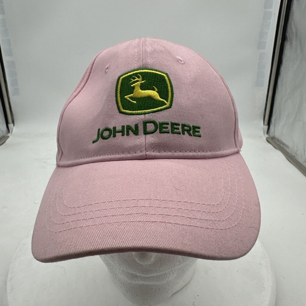 John Deere Baseball Cap Hat Womens Pink One Size Adjustable Embroidered Logo